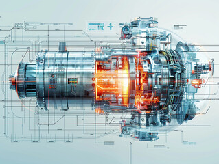 Wall Mural - a futuristic-looking energy generation reactor with a glowing red and orange centre.