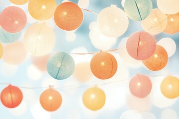Wall Mural - soft bokeh lights in warm yellow and pastel colors with delicate branches on a blurred background. f