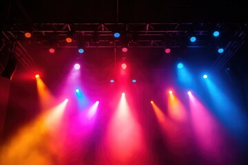 Wall Mural - colorful spotlights shining brightly with smoke and beams filling the space, perfect for your design
