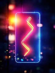 Wall Mural - glowing neon sign with an abstract design, symbolizing modern nightlife, glowtime urban aesthetic, e
