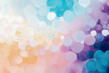 Wall Mural - Abstract pastel bokeh circles in shades of blue, purple, and peach with a soft, textured background. Dreamy and colorful design concept for wallpaper and print.