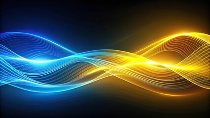 Modern and futuristic light wave background in yellow and blue colors