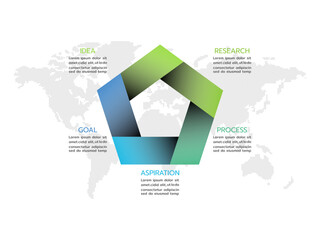Wall Mural - pentagon for infographics with 5 steps, sections.