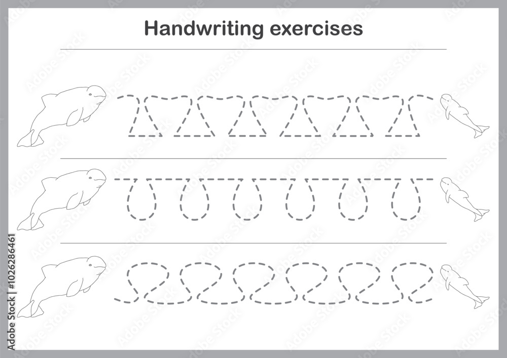 Basic writing exercises. Trace line worksheets for children. Preschool