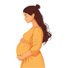 Pregnant woman flat style illustration white background isolated pastel colors postcard mother