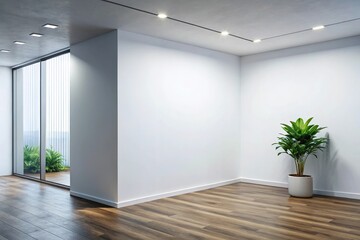 Modern mockup of white wall corner silhouette in a firm office setting