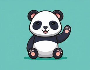 Cute panda waving paw Cartoon Vector