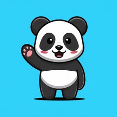 Wall Mural - Cute panda waving paw Cartoon Vector