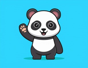 Wall Mural - Cute panda waving paw Cartoon Vector