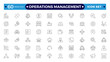 © artshuvo - Operations management web icons in line style. Logistics, business process, maintenance, supply chain, improvement, planning,Audit, processing, operation  collection. Editable stroke outline icon.