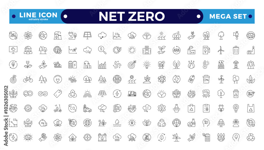 Net Zero Vector Net zero nature Outline icon natural environment Carbon neutral and net ...