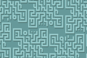 Intricate maze pattern design in soothing teal color with varying line thickness