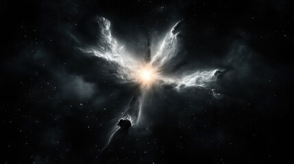 Wall Mural - bright cosmic phenomenon resembling a supernova explosion in deep space with luminous clouds and sta