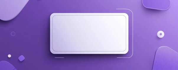 Wall Mural - minimalist graphic design showcasing a blank white card with purple background and geometric shapes