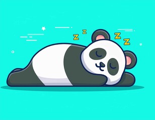 Wall Mural - Lazy panda sleeping icon Cartoon Vector