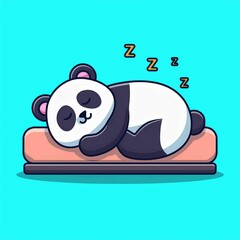 Wall Mural - Lazy panda sleeping icon Cartoon Vector