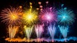 © Warakorn - Fireworks show with multicolored explosions illuminating the night sky