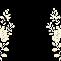 Canvas Print - Floral border on black background