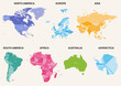 © brichuas - All world continents detailed political isolated colorful maps. Vector set