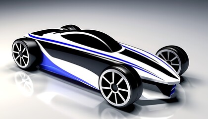 Futuristic Race Car Design - Black, White, and Blue