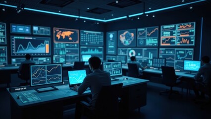 Data Analysts in a High-Tech Control Room