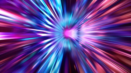 Wall Mural - Abstract neon speed line hyper tunnel warp wormhole space in the tunnel 3d illustration