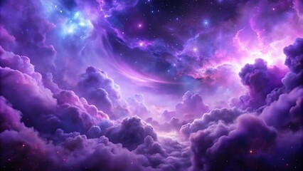 Wall Mural - nebula in space with stormy violet and purple clouds forming and dissolving
