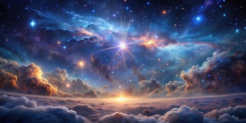 Wall Mural - nebulous starfield and interstellar clouds on dark background