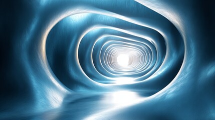 Wall Mural - A blue tunnel with a light shining through it