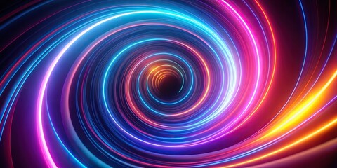 Wall Mural - neon vortex with swirling colors and shapes creating hypnotic effect