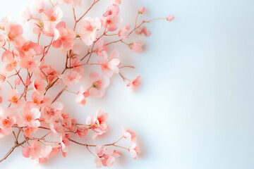 Sticker - A radiant cluster of soft pink flowers is elegantly showcased against a minimalist white backdrop, embodying freshness and tranquility in nature elegance