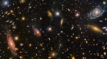Wall Mural - vibrant star field with galaxies, asteroids, and distant planets in stunning detail