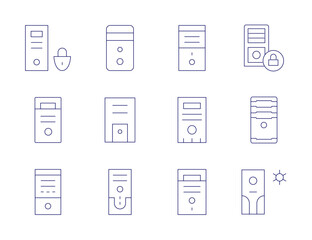 CPU icons. Thin Line style, editable stroke. pctower, cpu, cputower