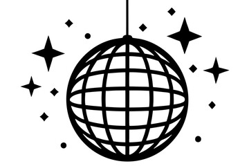 Wall Mural - 
Disco ball icon, Disco ball with stars icon vector