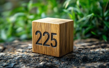 2025 wooden cube representing the new year, emphasizing strategic planning and business growth, highlighting future goals and achievements