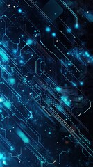 Wall Mural - a captivating digital abstract background featuring glowing blue lights and intricate circuitry patt