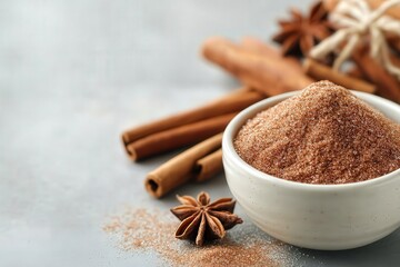 Cinnamon sugar and spices in white bowl