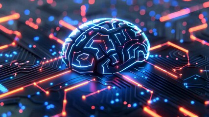 Wall Mural - cyber brain electronic neural circuit, artificial intelligence technology, biotechnology innovation,