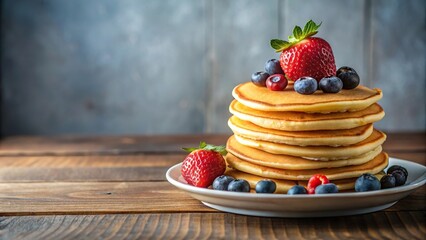 Pancakes with fresh berries on a plate