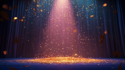 Wall Mural - 3. **joyful night scene**: design a captivating image of a stage illuminated by a striking light bea