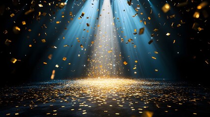 Wall Mural - 3. **joyful night scene**: design a captivating image of a stage illuminated by a striking light bea