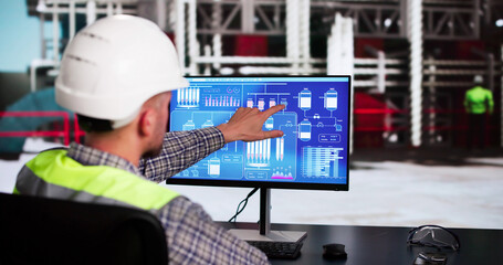 Fototapete - Operator And Engineer Monitor SCADA System