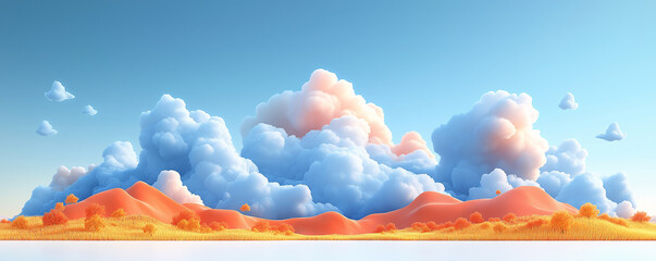 Dreamy clouds and hills