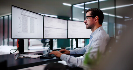 Wall Mural - web developer coding on computer