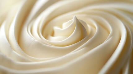 2. An artistic close-up of a delicate cream swirl against a bright white backdrop, emphasizing its texture and form with ample copy space