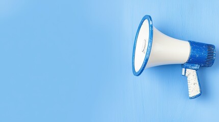 Megaphone with a blue background, perfect for announcements and communication.