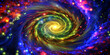 © Bogi Art - Vibrant vortex of colors forms a cosmic spiral and is directed to its bright center.Vibrant blue, purple and red hues surrounding the spiral create an otherworldly and dynamic visual experience.AI gen