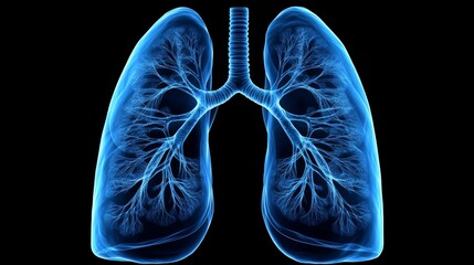 Detailed Blue Illustration of Human Lungs