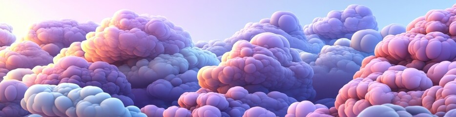 Canvas Print - A serene view of fluffy, colorful clouds in a bright sky.