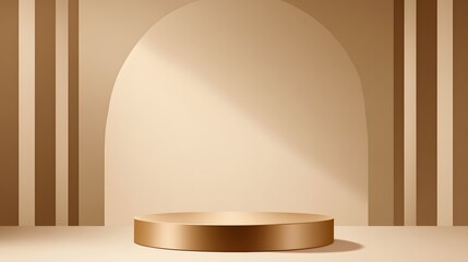 1. An elegant vector illustration of a sleek gold podium designed for product presentation, featuring an abstract shape that conveys luxury and sophistication in a minimalist style